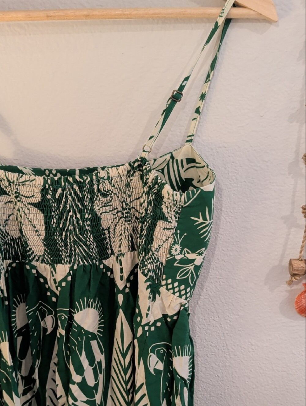 FARM Rio Green and Cream Tropical Dress with Spaghetti Straps - Picture 5 of 6
